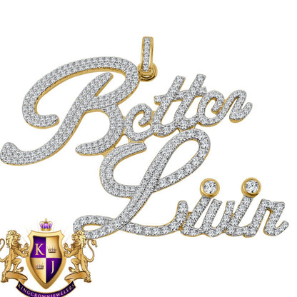 Custom Piece Big Bold XL Mens "Better Livin" 14k Yellow Gold On Sterling Silver Charm Pendant