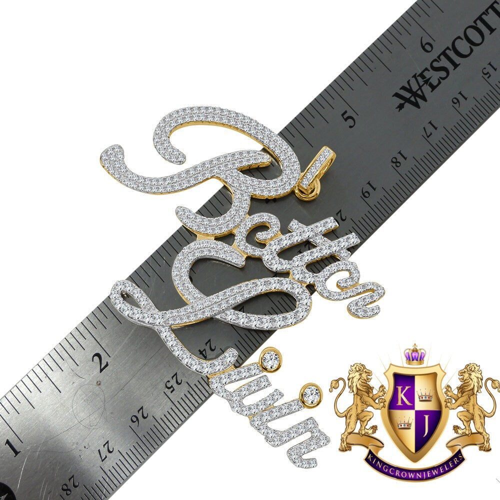 Custom Piece Big Bold XL Mens "Better Livin" 14k Yellow Gold On Sterling Silver Charm Pendant