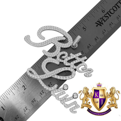 Custom Piece Big Bold XL Mens "Better Livin" 14k White Gold On Sterling Silver Charm Pendant