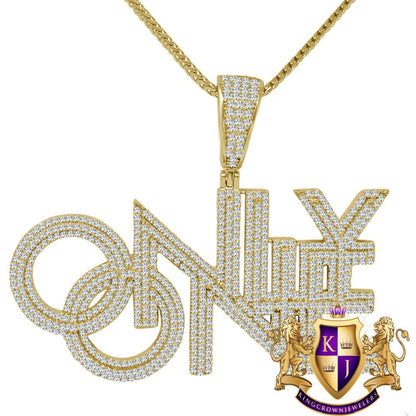 Real Yellow Gold Sterling Silver Simulated Diamond ONLY ONE Charm Pendent Chain