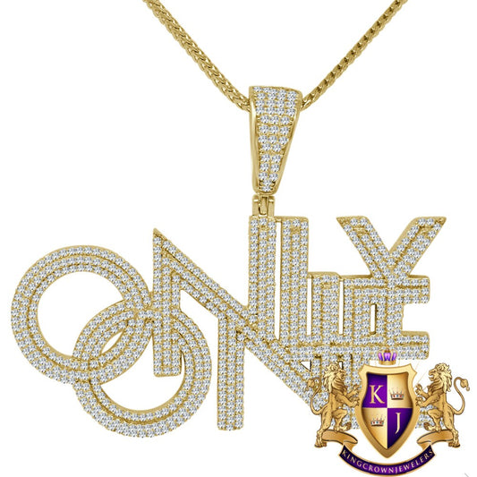 Real Yellow Gold Sterling Silver Simulated Diamond ONLY ONE Charm Pendent Chain