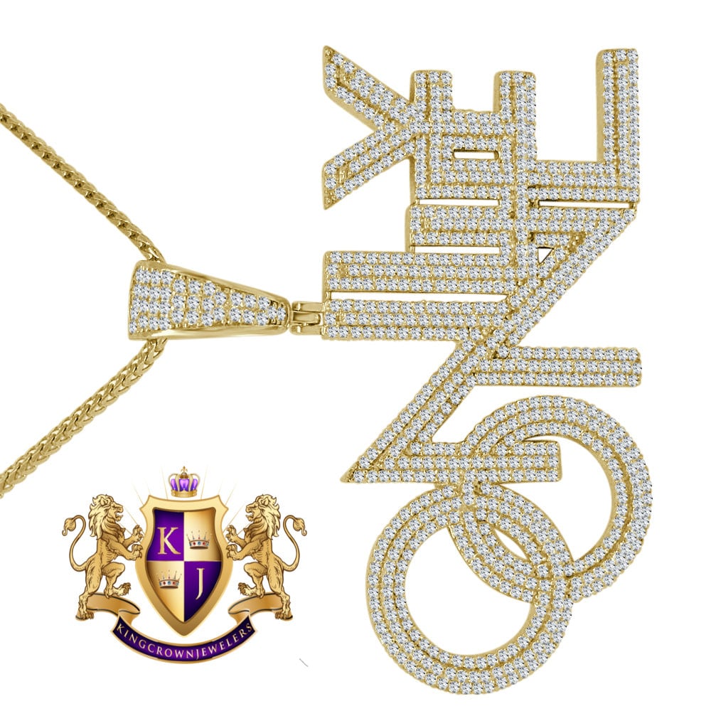 Real Yellow Gold Sterling Silver Simulated Diamond ONLY ONE Charm Pendent Chain