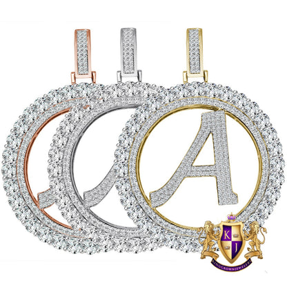 Big 3'' Solitaire 33+ Grams Genuine Sterling Silver 14K Yellow Gold Over Simulated Diamond Initial Letter Alphabet Pendant Charm Medallion