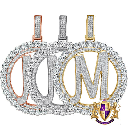 Big XL 3'' Solitaire Real Sterling Silver Gold Finish Simulated Diamond Initial Letter Alphabet "M" Pendent Charm Medallion