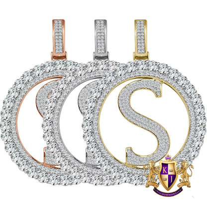 Big XL 3'' Solitaire Real Sterling Silver Gold Finish Simulated Diamond Initial Letter Alphabet "S" Pendent Charm Medallion