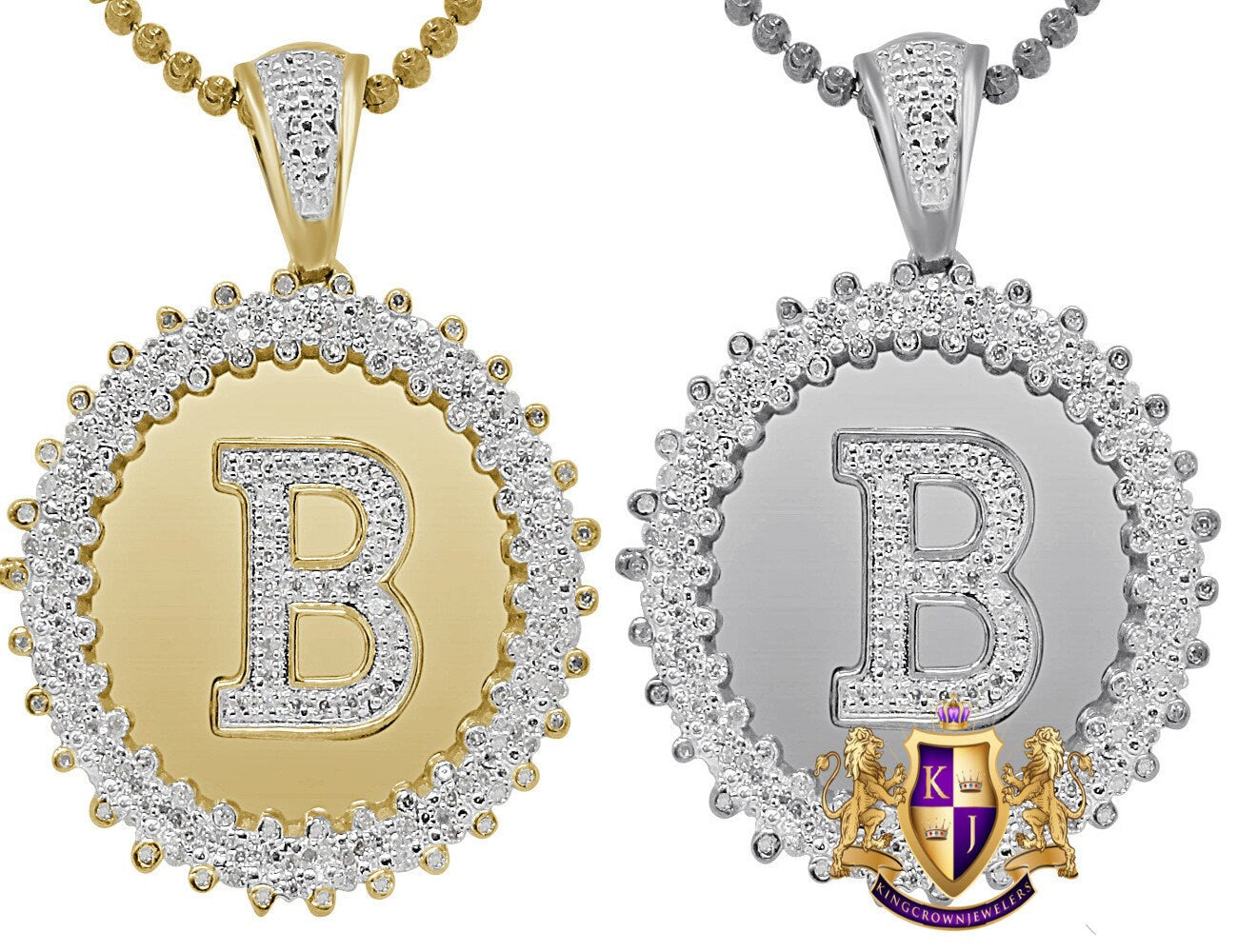 Real Genuine Authentic Diamond 0.85 Cwt. Initial Letter Alphabet "B" Round Flower Pendent Charm Chain Set 1.65''