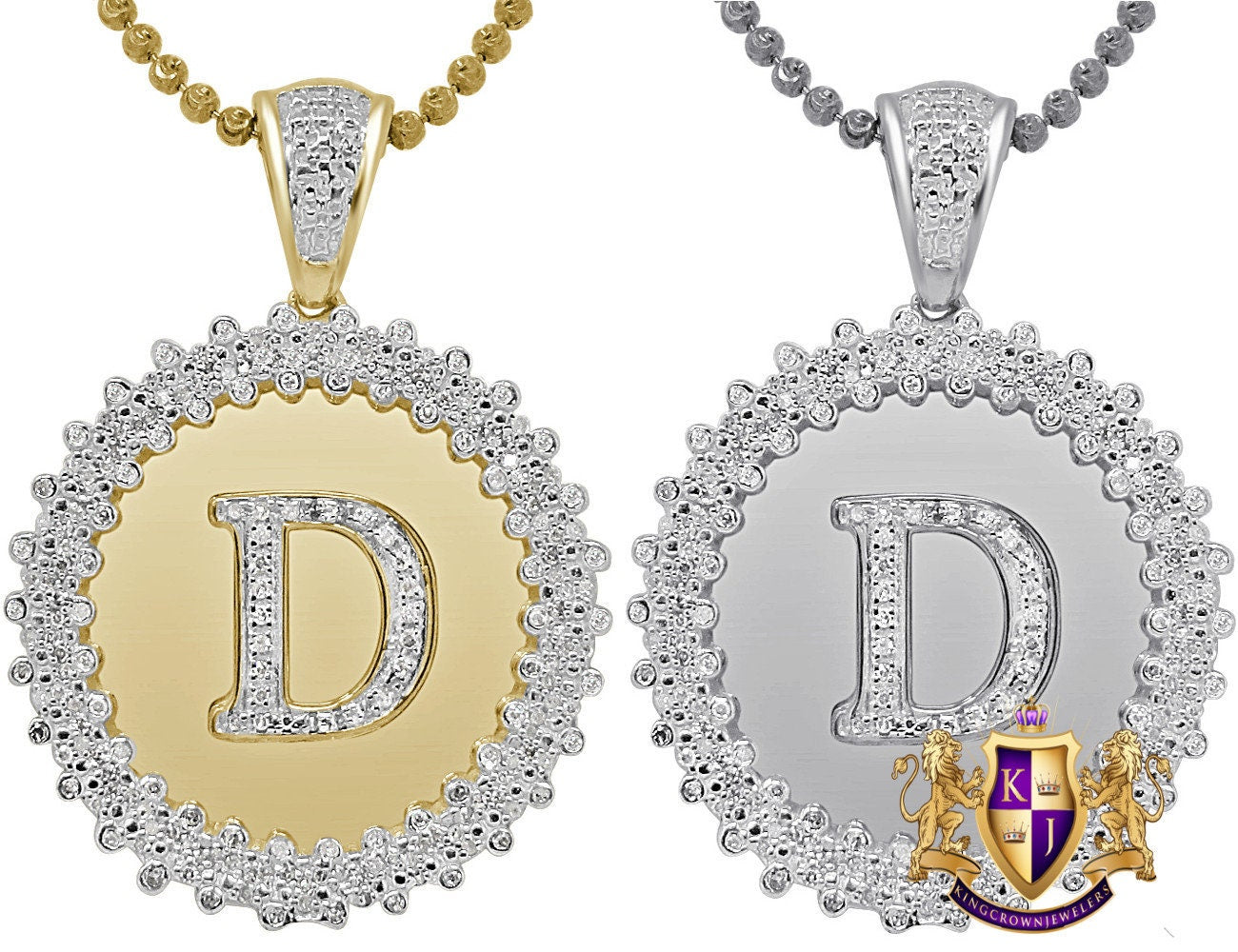 Real Genuine Authentic Diamond 0.85 Cwt. Initial Letter Alphabet "D" Round Flower Pendent Charm Chain Set 1.65''