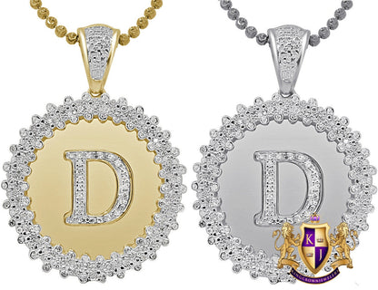 Real Genuine Authentic Diamond 0.85 Cwt. Initial Letter Alphabet "D" Round Flower Pendent Charm Chain Set 1.65''