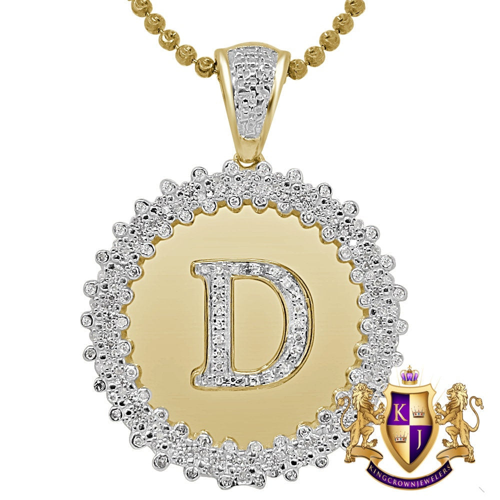 Real Genuine Authentic Diamond 0.85 Cwt. Initial Letter Alphabet "D" Round Flower Pendent Charm Chain Set 1.65''