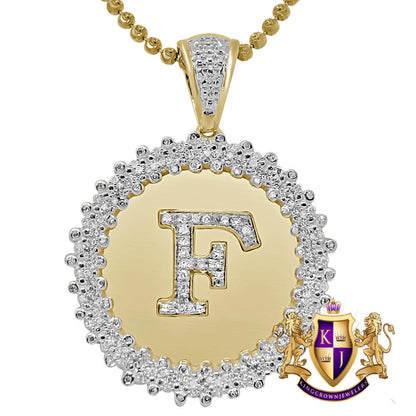 Real Genuine Authentic Diamond 0.85 Cwt. Initial Letter Alphabet "F" Round Flower Pendent Charm Chain Set 1.65''