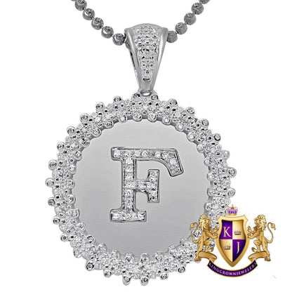 Real Genuine Authentic Diamond 0.85 Cwt. Initial Letter Alphabet "F" Round Flower Pendent Charm Chain Set 1.65''