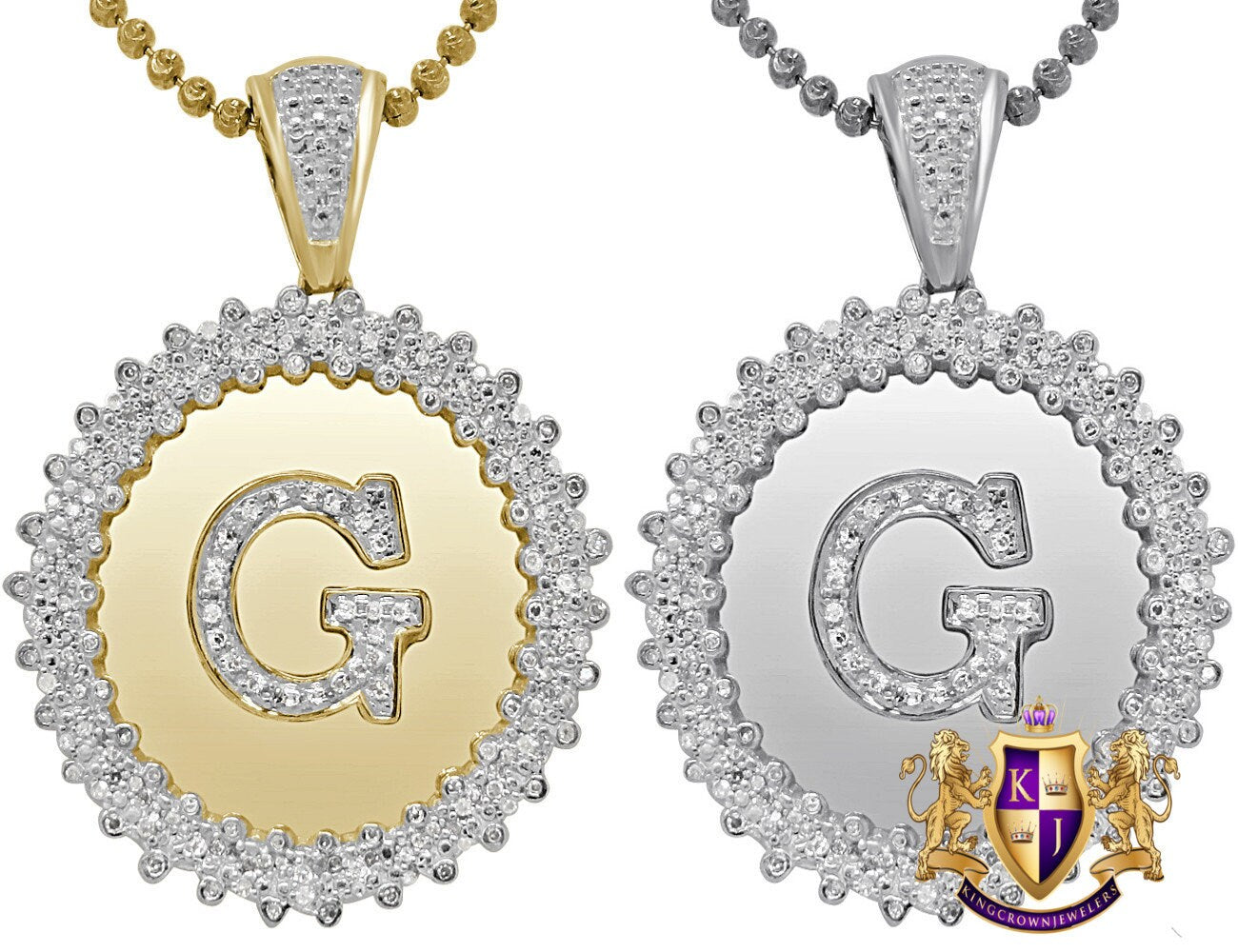 Real Genuine Authentic Diamond 0.85 Cwt. Initial Letter Alphabet "G" Round Flower Pendent Charm Chain Set 1.65''