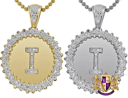 Real Genuine Authentic Diamond 0.85 Cwt. Initial Letter Alphabet "I" Round Flower Pendent Charm Chain Set 1.65''