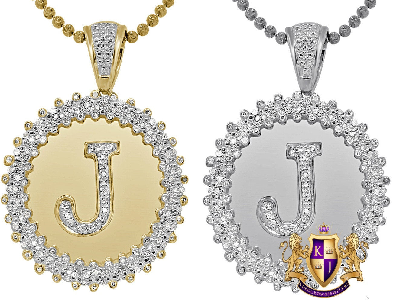 Real Genuine Authentic Diamond 0.85 Cwt. Initial Letter Alphabet "J" Round Flower Pendent Charm Chain Set 1.65''
