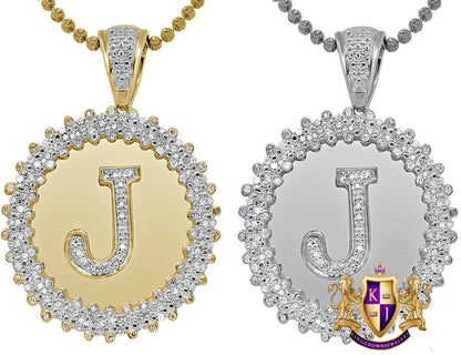 Real Genuine Authentic Diamond 0.85 Cwt. Initial Letter Alphabet "J" Round Flower Pendent Charm Chain Set 1.65''