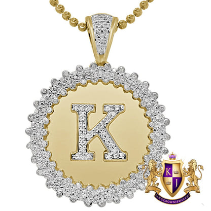 Real Genuine Authentic Diamond 0.85 Cwt. Initial Letter Alphabet "K" Round Flower Pendent Charm Chain Set 1.65''