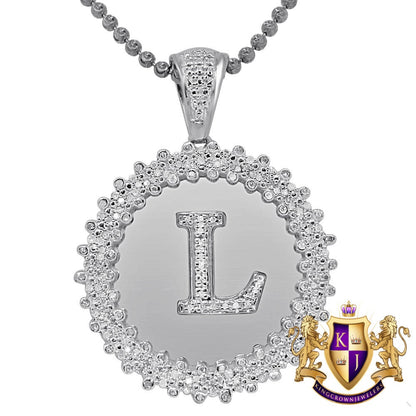 Real Genuine Authentic Diamond 0.85 Cwt. Initial Letter Alphabet "L" Round Flower Pendent Charm Chain Set 1.65''