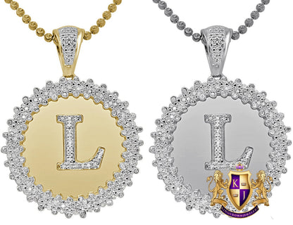 Real Genuine Authentic Diamond 0.85 Cwt. Initial Letter Alphabet "L" Round Flower Pendent Charm Chain Set 1.65''