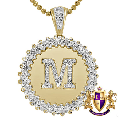 Real Genuine Authentic Diamond 0.85 Cwt. Initial Letter Alphabet "M" Round Flower Pendent Charm Chain Set 1.65''
