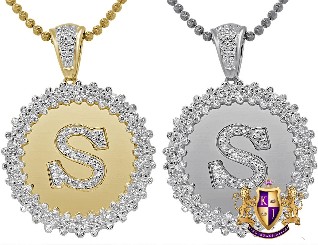 Real Genuine Authentic Diamond 0.85 Cwt. Initial Letter Alphabet "S" Round Flower Pendent Charm Chain Set 1.65''