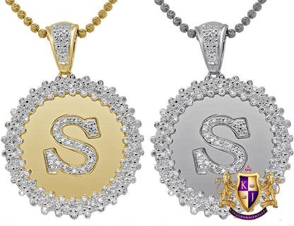 Real Genuine Authentic Diamond 0.85 Cwt. Initial Letter Alphabet "S" Round Flower Pendent Charm Chain Set 1.65''