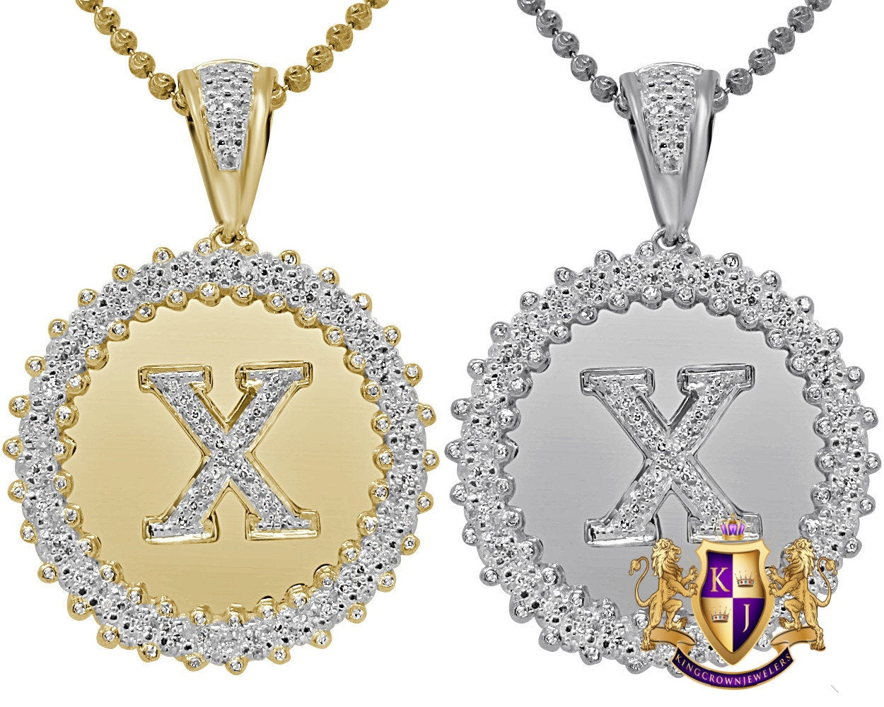 Real Genuine Authentic Diamond 0.85 Cwt. Initial Letter Alphabet "X" Round Flower Pendent Charm Chain Set 1.65''