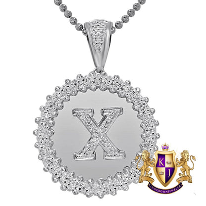 Real Genuine Authentic Diamond 0.85 Cwt. Initial Letter Alphabet "X" Round Flower Pendent Charm Chain Set 1.65''