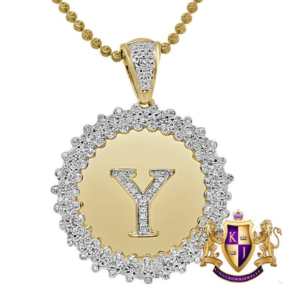Real Genuine Authentic Diamond 0.85 Cwt. Initial Letter Alphabet "Y" Round Flower Pendent Charm Chain Set 1.65''