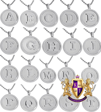 Men's 100% Real 10k White Gold Genuine Diamond Initial Letter Alphabet Pendent Charm + Free Chain Necklace