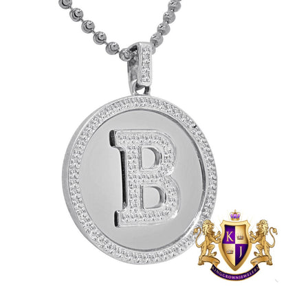 Men's 100% Real 10k White Gold Genuine Diamond Initial Letter Alphabet Pendent Charm + Free Chain Necklace