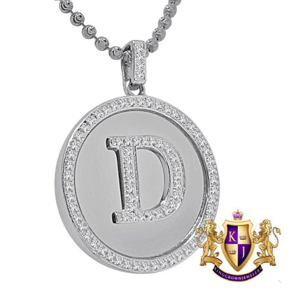 Men's 100% Real 10k White Gold Genuine Diamond Initial Letter Alphabet Pendent Charm + Free Chain Necklace