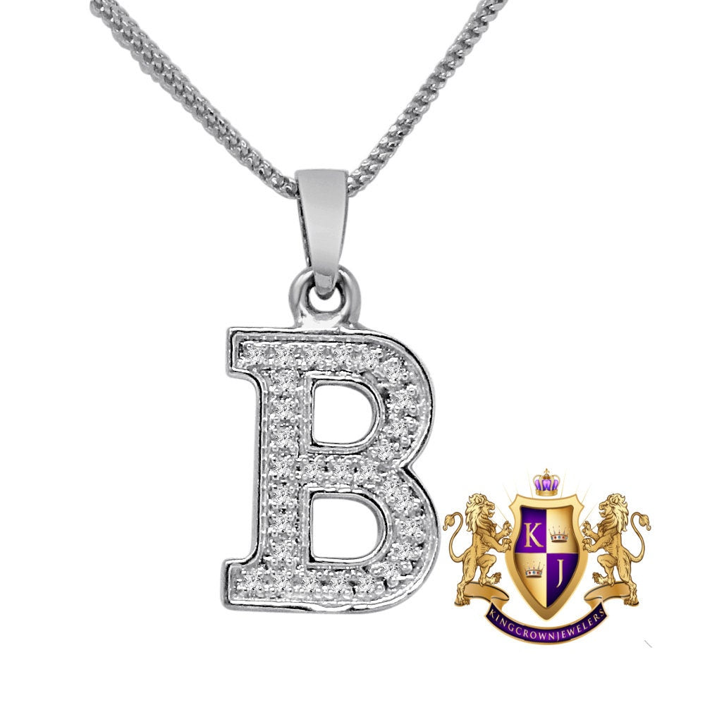 10k Real White Gold Genuine Authentic Diamonds Alphabet A-Z Initial Letters Mini Charm Pendent