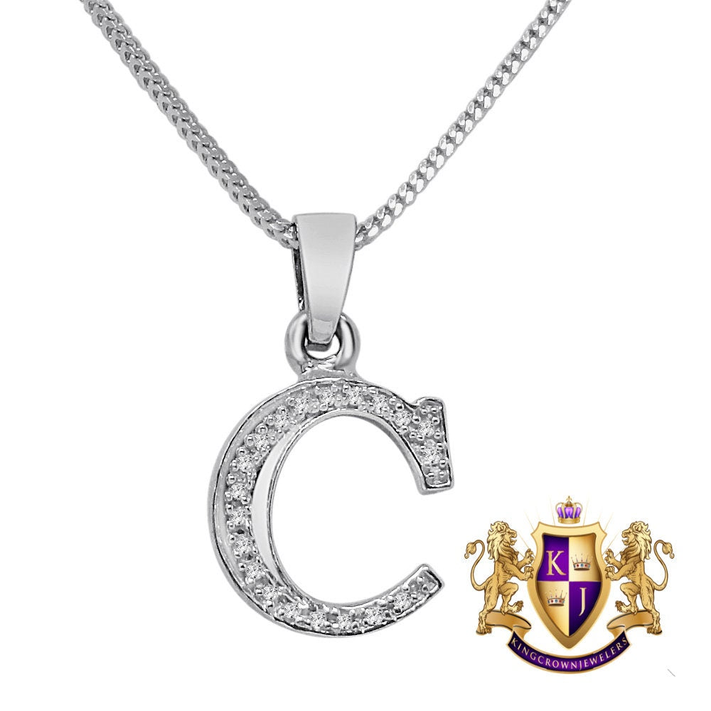 10k Real White Gold Genuine Authentic Diamonds Alphabet A-Z Initial Letters Mini Charm Pendent