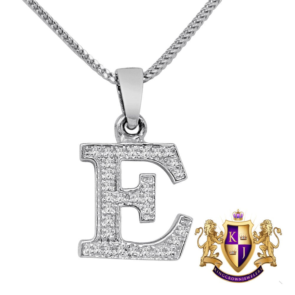 10k Real White Gold Genuine Authentic Diamonds Alphabet A-Z Initial Letters Mini Charm Pendent