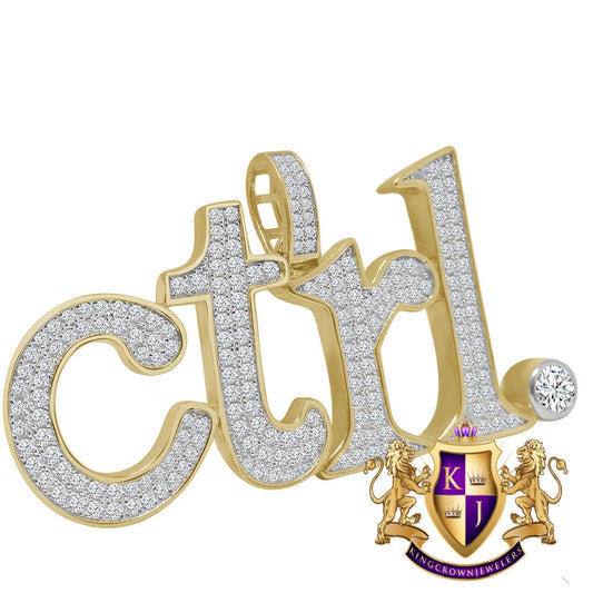 Real Yellow Gold Sterling Silver Keyboard Key Ctrl Pendant Lab Diamond Custom Charm Pendent