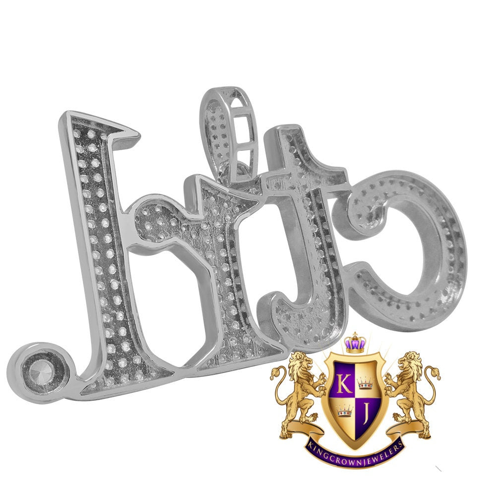 14K White Gold On Genuine Sterling Silver Keyboard Key Ctrl Pendant Lab Diamond Custom Charm Pendent