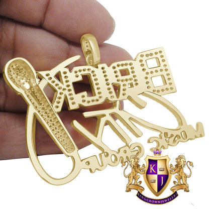 Men's Ladies New Brick City Group Yellow Gold Sterling Silver Simulated Diamond Charm Pendant 2"