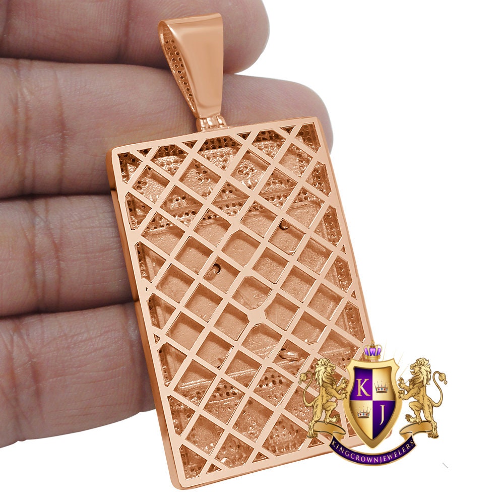 14K Rose Gold On Genuine Sterling Silver Simulated Diamond Luxury Car "RR" Custom Pendent Charm 2.65''