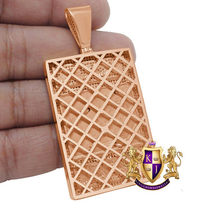 14K Rose Gold On Genuine Sterling Silver Simulated Diamond Luxury Car "RR" Custom Pendent Charm 2.65''