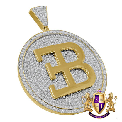 Men's Big XL 3'' Real Yellow Gold Sterling Silver Luxury Car Custom Pendant Simulated Diamond Medallion Charm