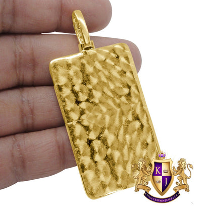 Real Yellow Gold Sterling Silver Simulated Diamond Dream Chaser Frame Dog Tag Pendant Custom Charm 2.75''