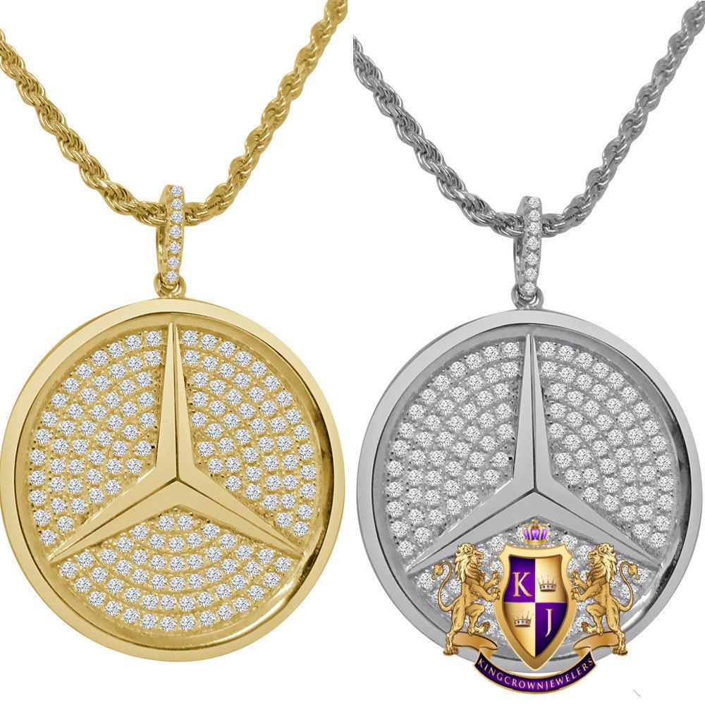 Custom Piece Real Genuine Sterling Silver Simulated Diamond Car Designer Charm Pendent Chain Set