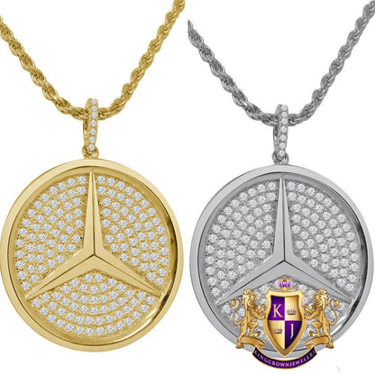 Custom Piece Real Genuine Sterling Silver Simulated Diamond Car Designer Charm Pendent Chain Set