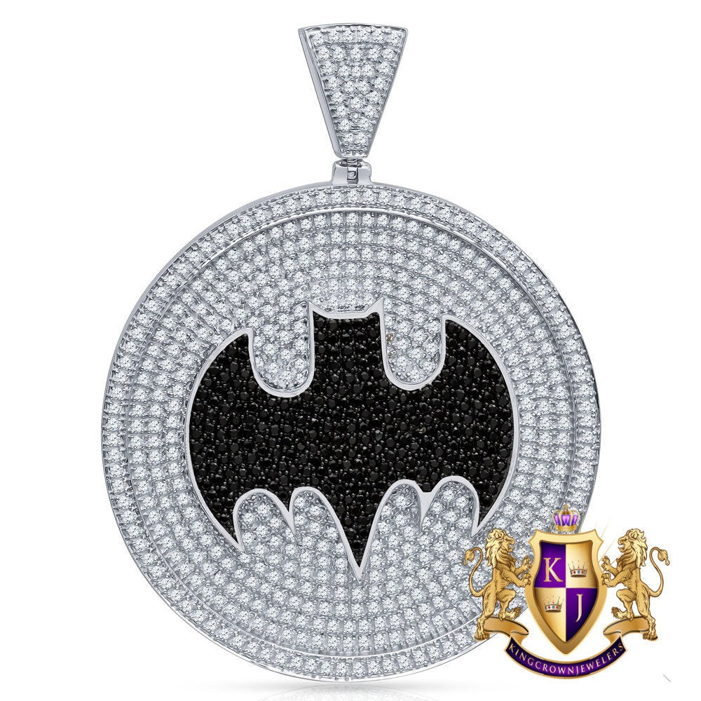 XL 3'' ' Real Genuine Sterling Silver Simulated Diamonds Custom Designer Medallion Pendant Charm