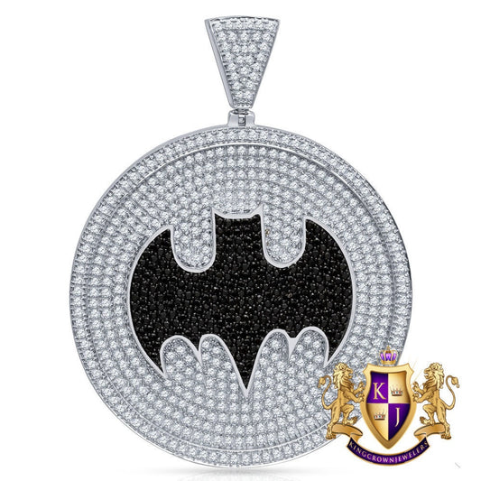 XL 3'' ' Real Genuine Sterling Silver Simulated Diamonds Custom Designer Medallion Pendant Charm