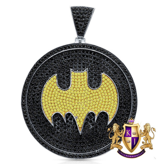 Real Genuine Sterling Silver Simulated Diamonds Custom Designer Medallion Pendant Charm Big XL 3'' '