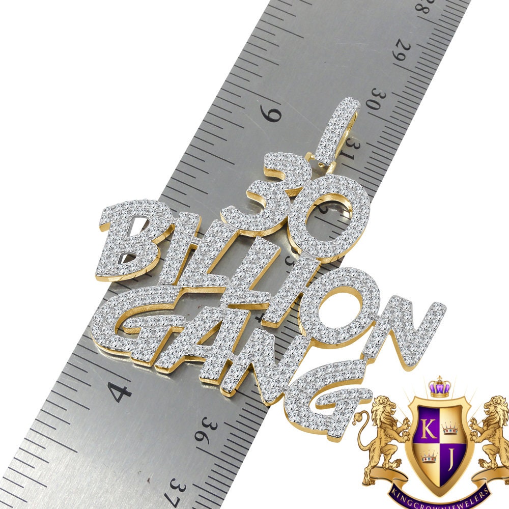 Real Genuine Yellow Gold Sterling Silver Lab Diamond 30 Billion Gang Custom Pendant Charm Chain