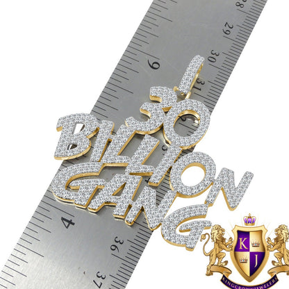 Real Genuine Yellow Gold Sterling Silver Lab Diamond 30 Billion Gang Custom Pendant Charm Chain