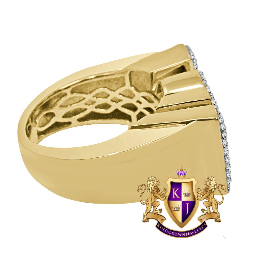 Mens Big XL Real Yellow Gold Sterling Silver Simulated Diamond "MOB " Custom Ring Band