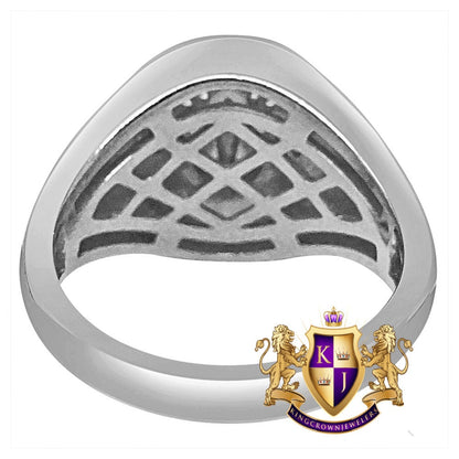 Mens 10K White Gold Over Real Genuine Sterling Silver Weed Marijuana Leaf Plant Ring Band